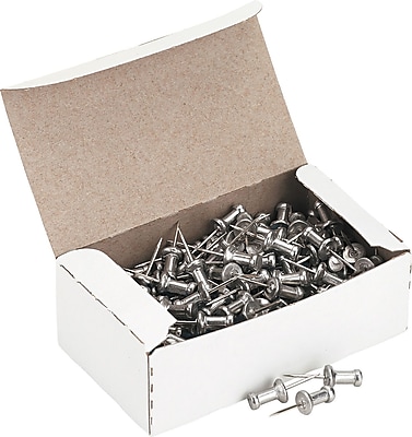 GEMCPAL4 Gem Aluminum Head Push Pins 100/Box Silver 1/2" Aluminum